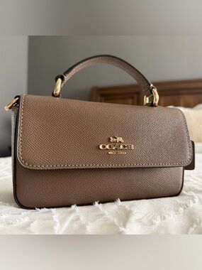 Coach Mini Josie Top Handle Bag — Chocolate Brown with Gold Hardware